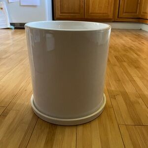 White Ceramic Planter with Saucer